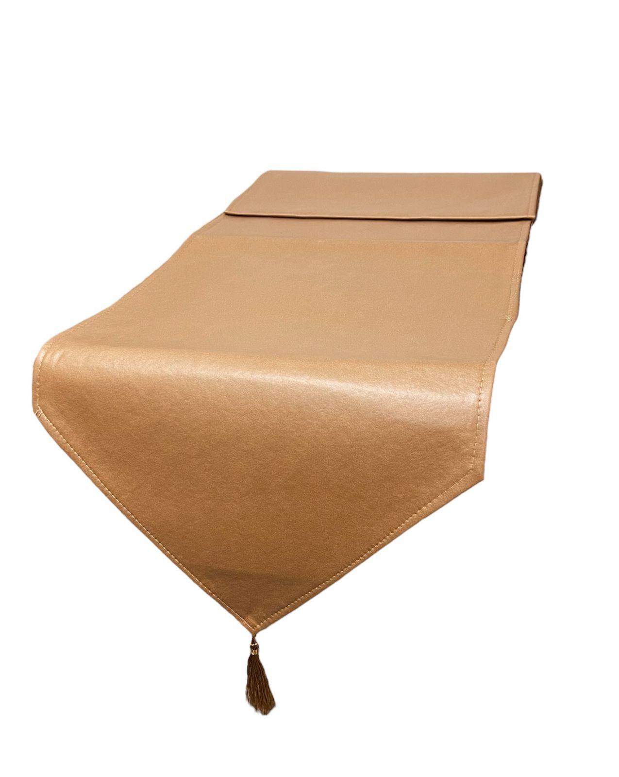 MANTEL CAMINO DE MESA CON POMPON CUERO SINTETICO 180X35CM - 1