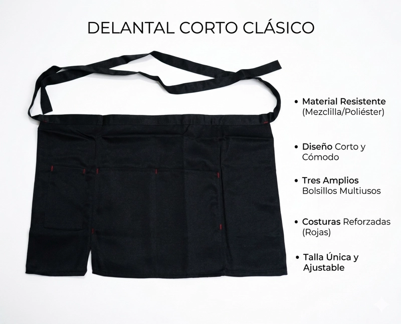 MANDIL DELANTAL OEM CORTO CLASICO COCINA CHEF MESERO PINTOR - 2