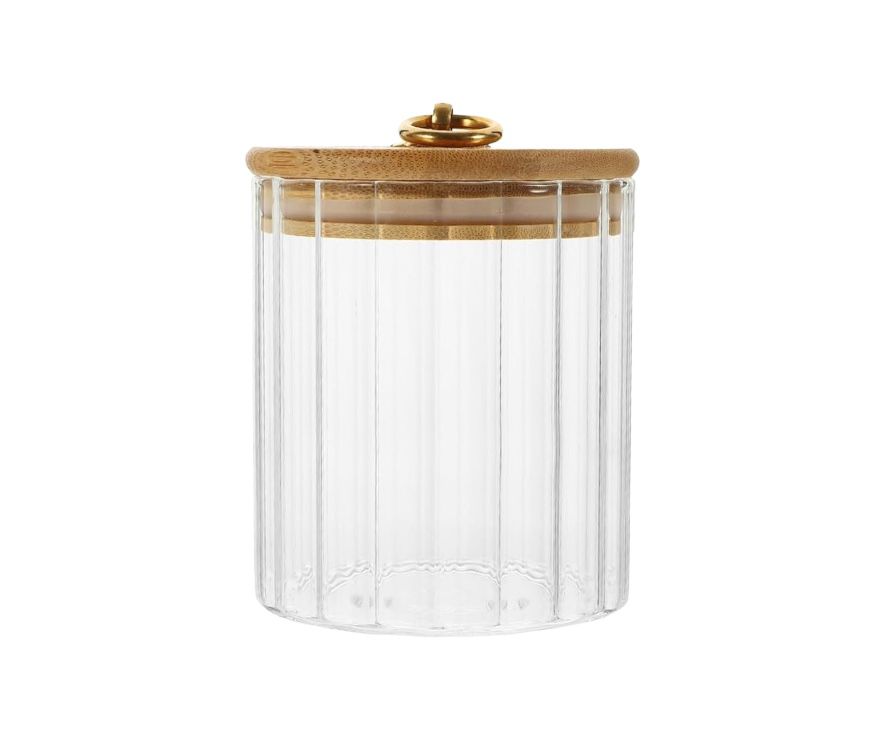 ENVASE CONTENEDOR FRASCO COCINA VIDRIO HERMETICO MADERA - 1
