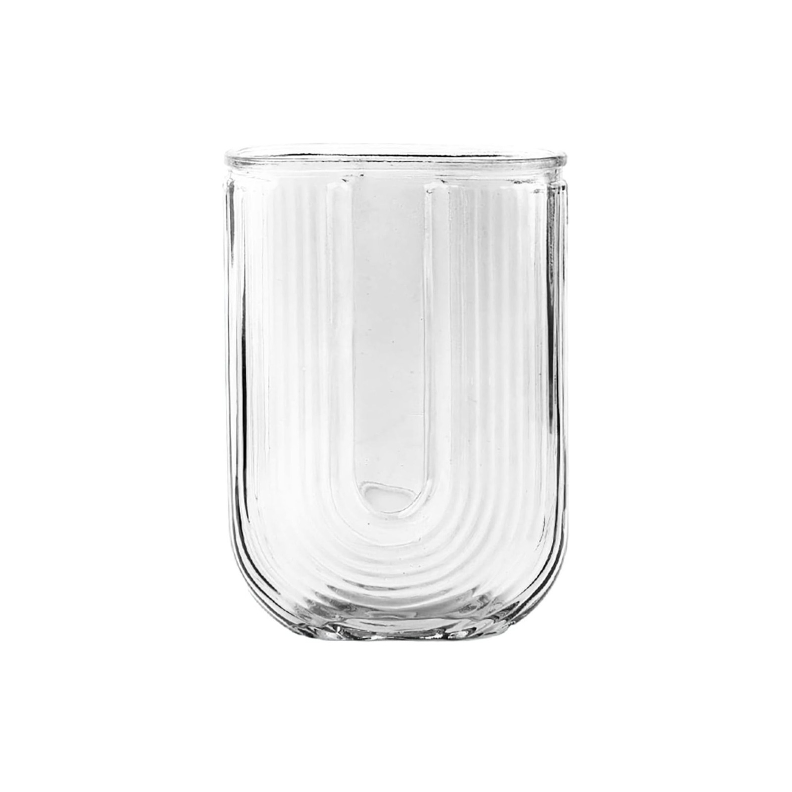 FLORERO JARRON DECORATIVO VIDRIO LINEAS RECTANGULAR 18CM B - 1