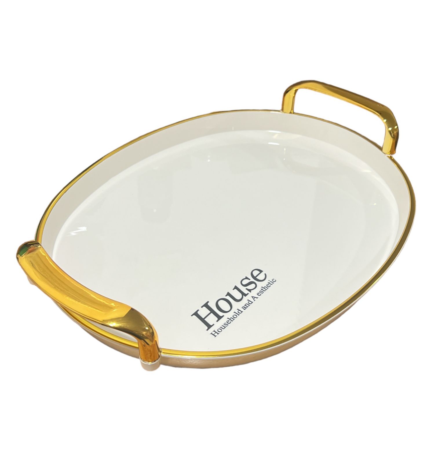 BANDEJA ELEGANTE SERVIR DORADO DECORATIVA REDONDA EX GRANDE