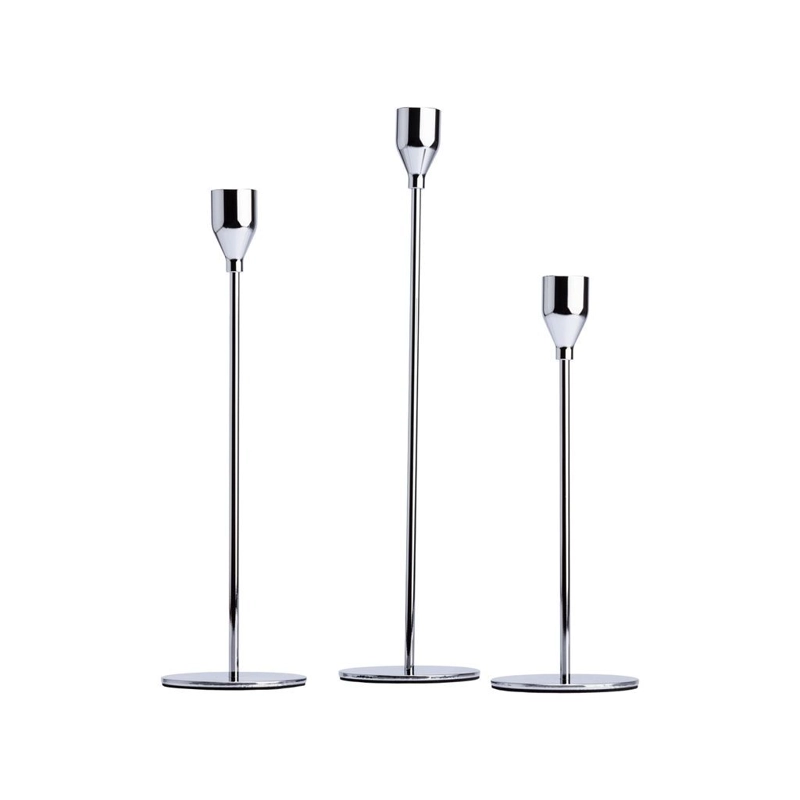 PACK 3 PORTA VELA CANDELABRO SET 3 CANDELABROS PLATEADO - 1