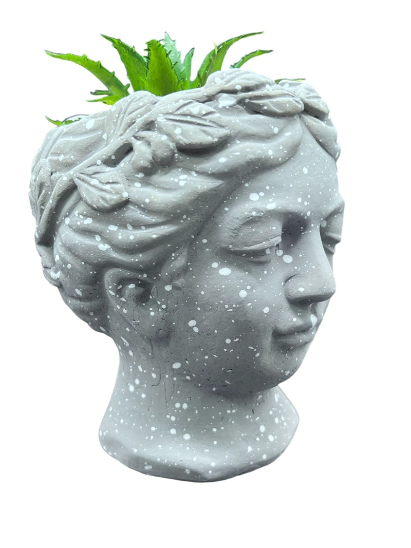 MACETERO DE CERAMICA PLANTA ARTIFICIAL MODERNO ROSTRO GRIEGO - 1