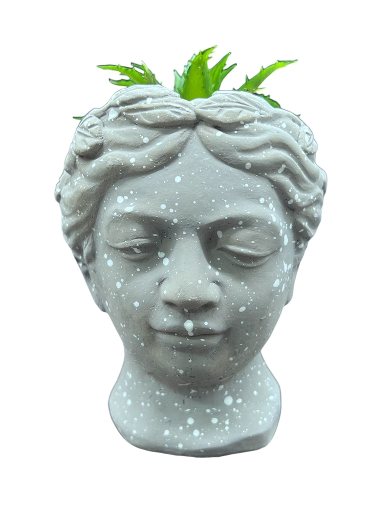 MACETERO DE CERAMICA PLANTA ARTIFICIAL MODERNO ROSTRO GRIEGO - 2