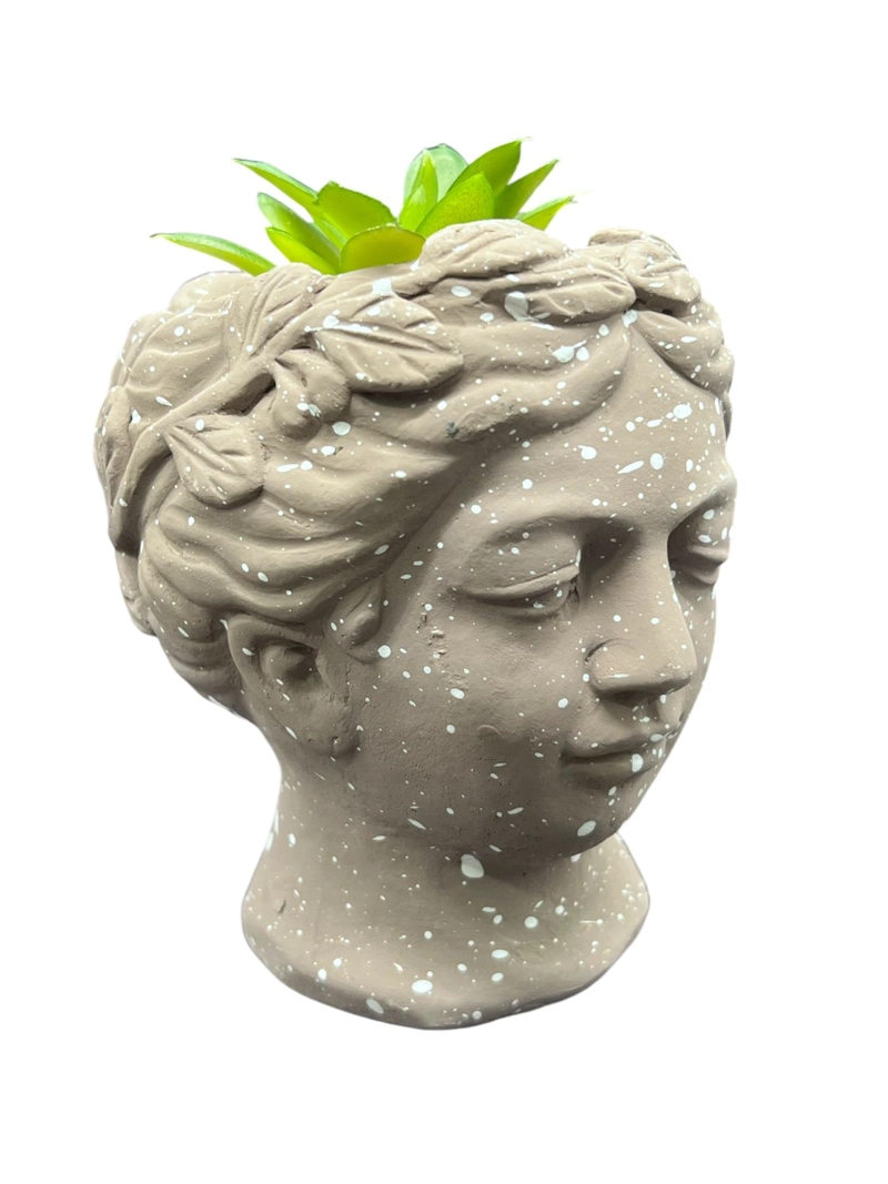 MACETERO DE CERAMICA PLANTA ARTIFICIAL MODERNO ROSTRO GRIEGO - 1