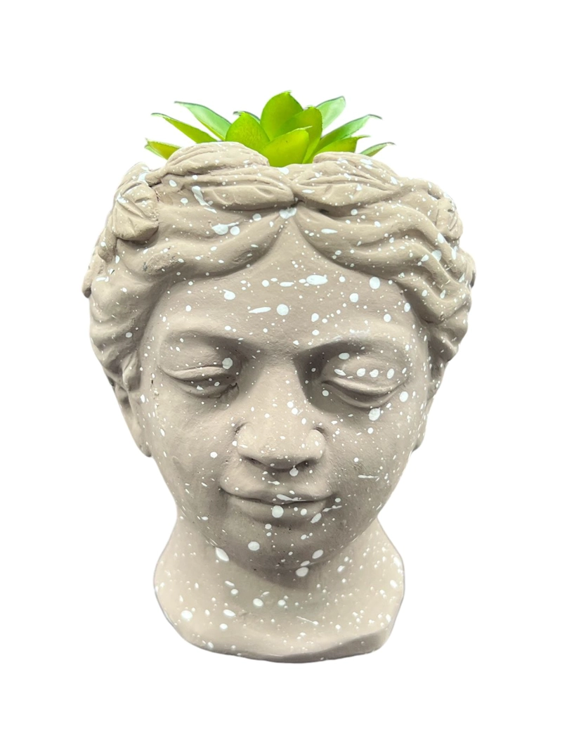 MACETERO DE CERAMICA PLANTA ARTIFICIAL MODERNO ROSTRO GRIEGO - 2