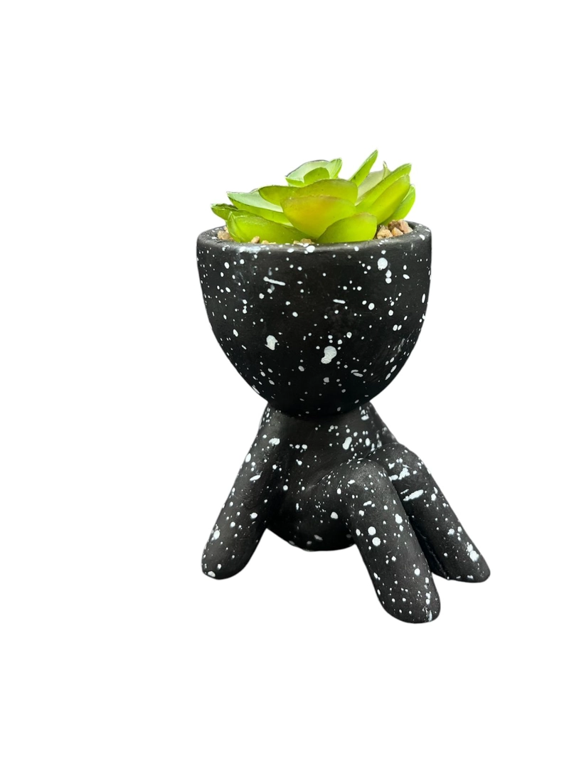 MACETERO DE CERAMICA PLANTA ARTIFICIAL MODERNO - 1