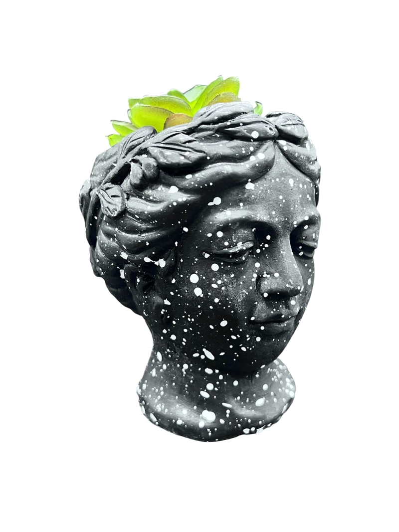 MACETERO DE CERAMICA PLANTA ARTIFICIAL MODERNO ROSTRO GRIEGO - 1