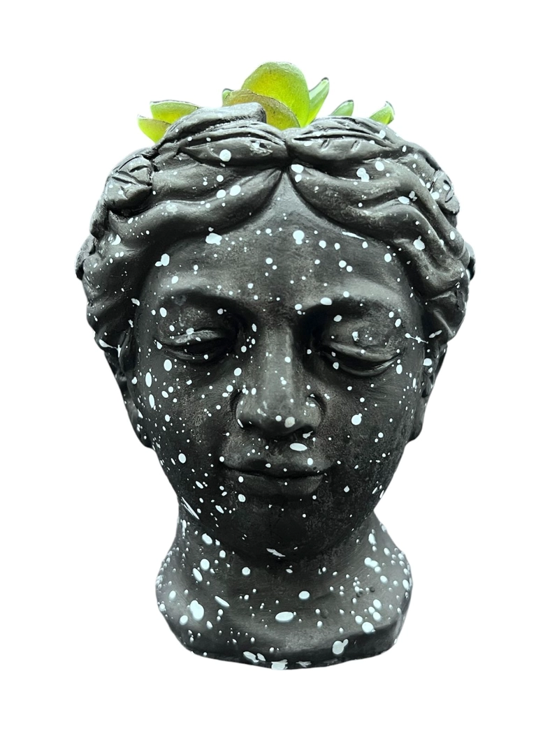 MACETERO DE CERAMICA PLANTA ARTIFICIAL MODERNO ROSTRO GRIEGO - 2