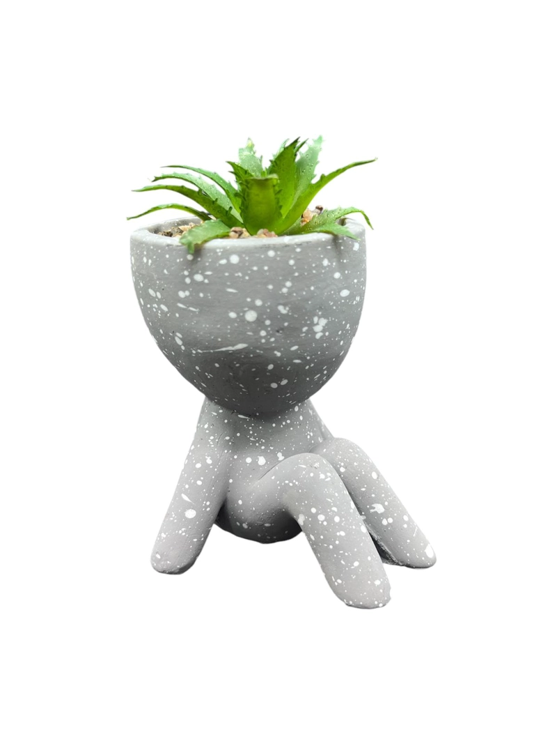 MACETERO DE CERAMICA PLANTA ARTIFICIAL MODERNO - 1
