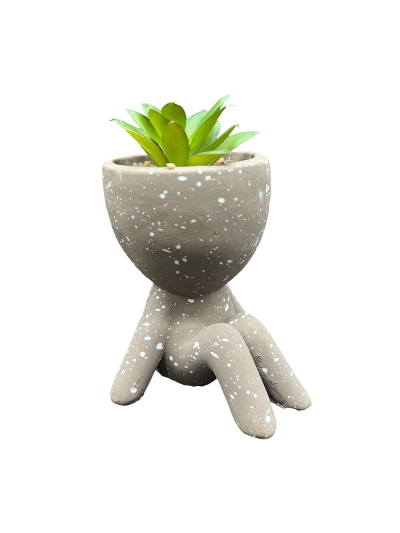 MACETERO DE CERAMICA PLANTA ARTIFICIAL MODERNO - 1
