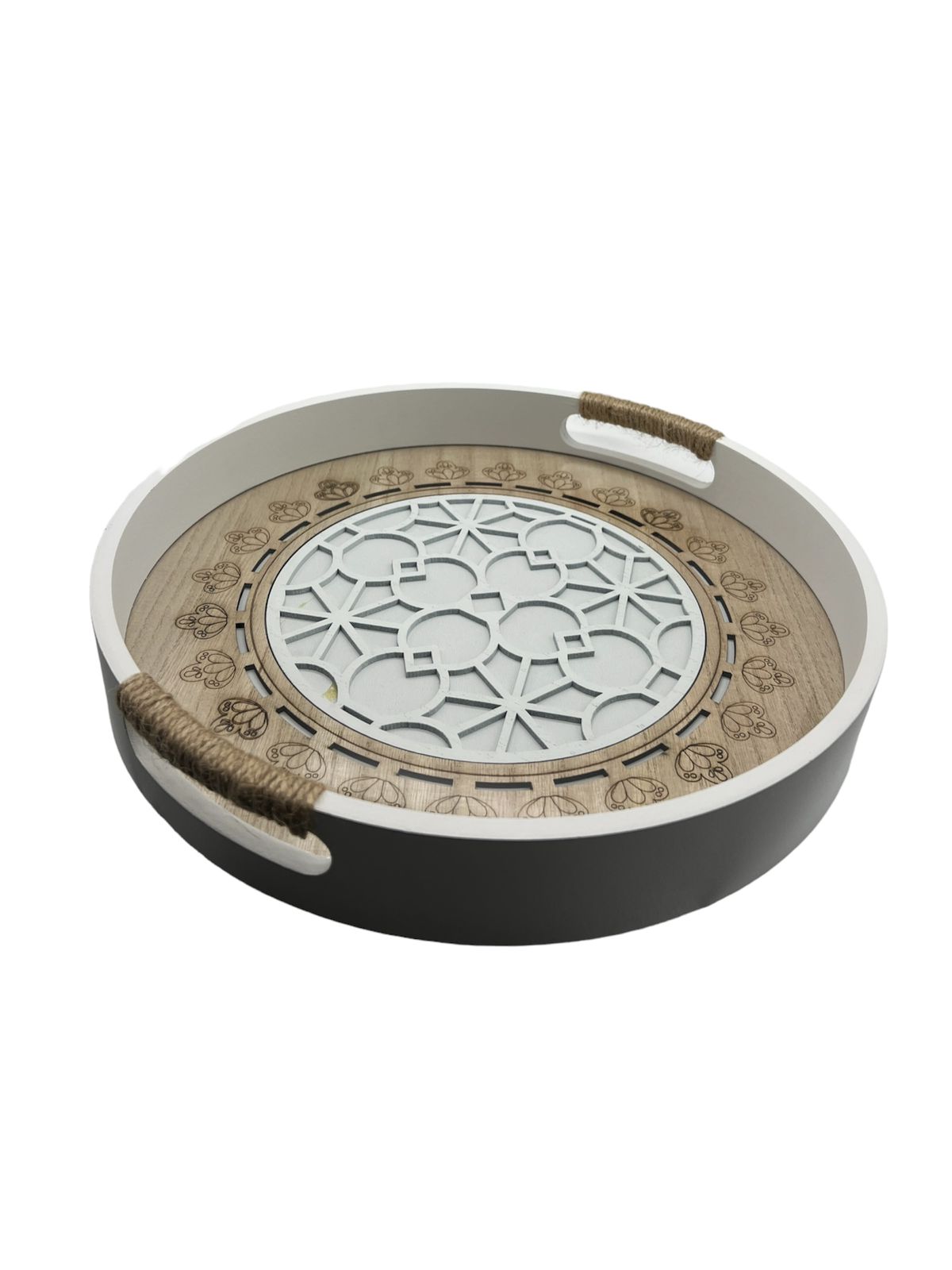 BANDEJA MADERA SERVIR CON DISEÑOS ACRILICO 35CM - 1