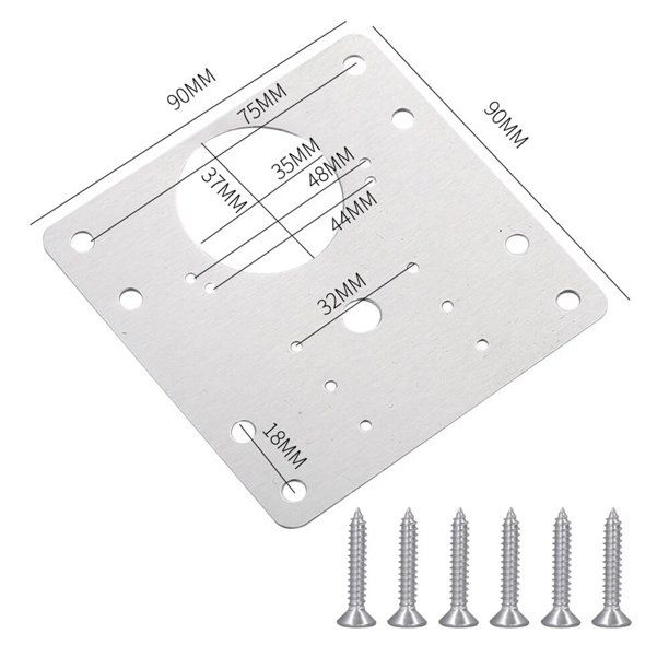 PACK 2 PLACAS REPARACION BISAGRA MUEBLE TORNILLO PUERTA 90MM - 1