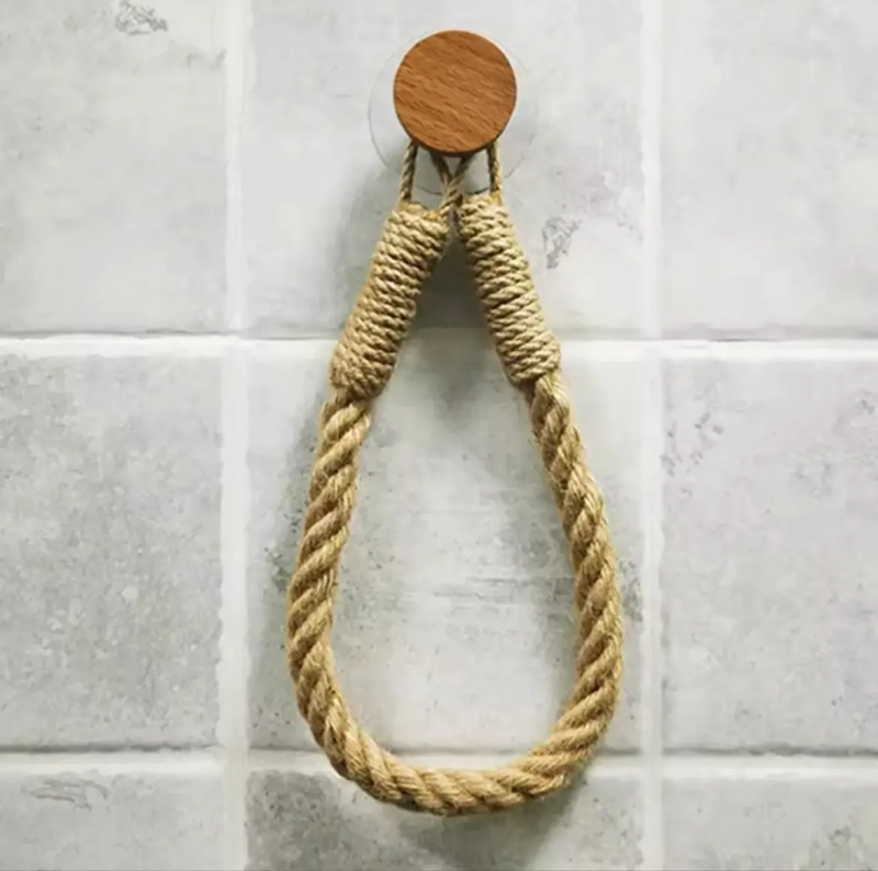 PORTA PAPEL DE BAÑO DISPENSADOR TOALLERO CUERDA RUSTICA - 3