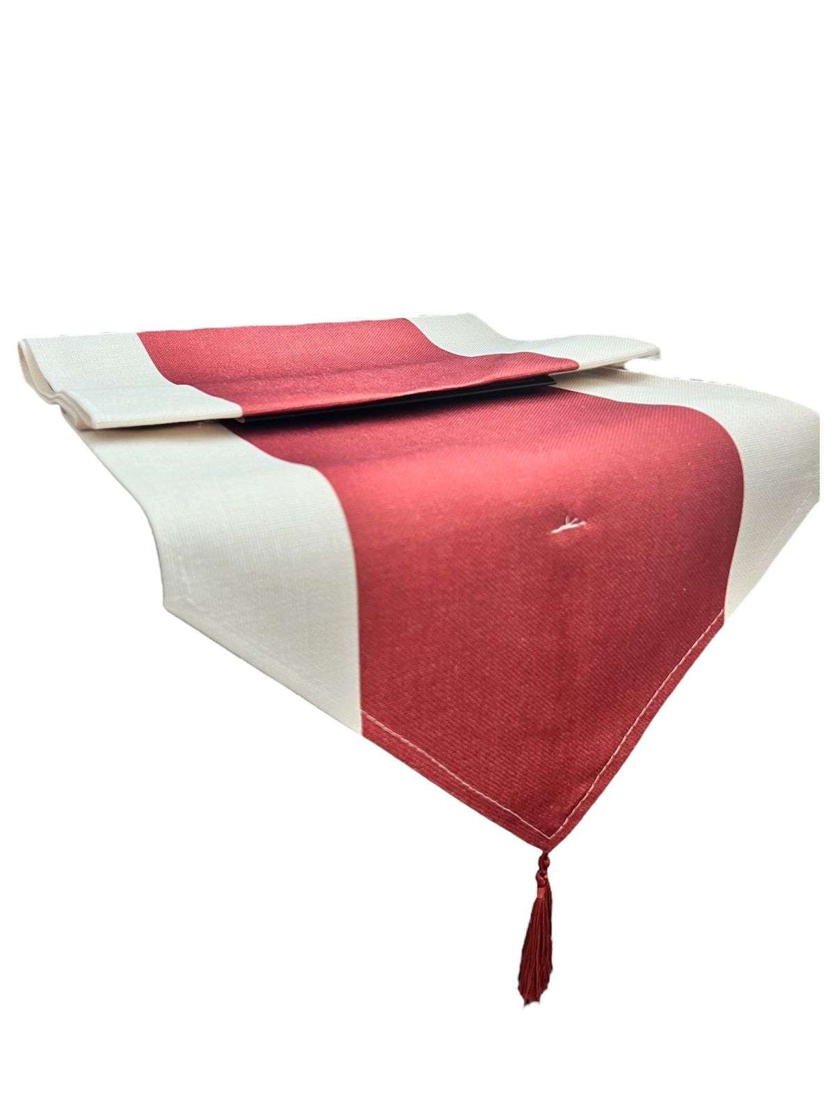 MANTEL CAMINO DE MESA CON POMPON LINO TELA 180X35CM R - 1
