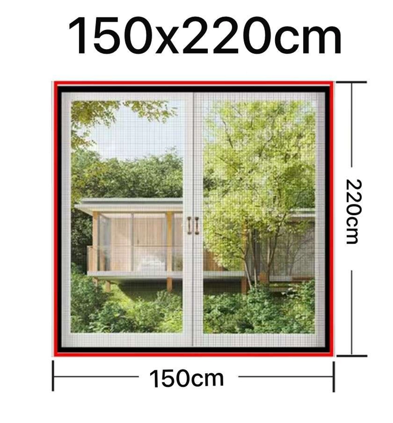 MALLA MOSQUITERA CORTINA CON CIERRE IMÁNES PUERTAS 150X220CM NEGRO - 2