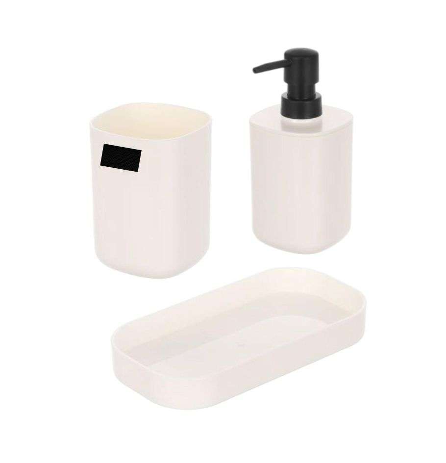 SET JUEGO DE BAÑO 3 PIEZA JABON DISPENSADOR CEPILLO PLASTIC C - 1