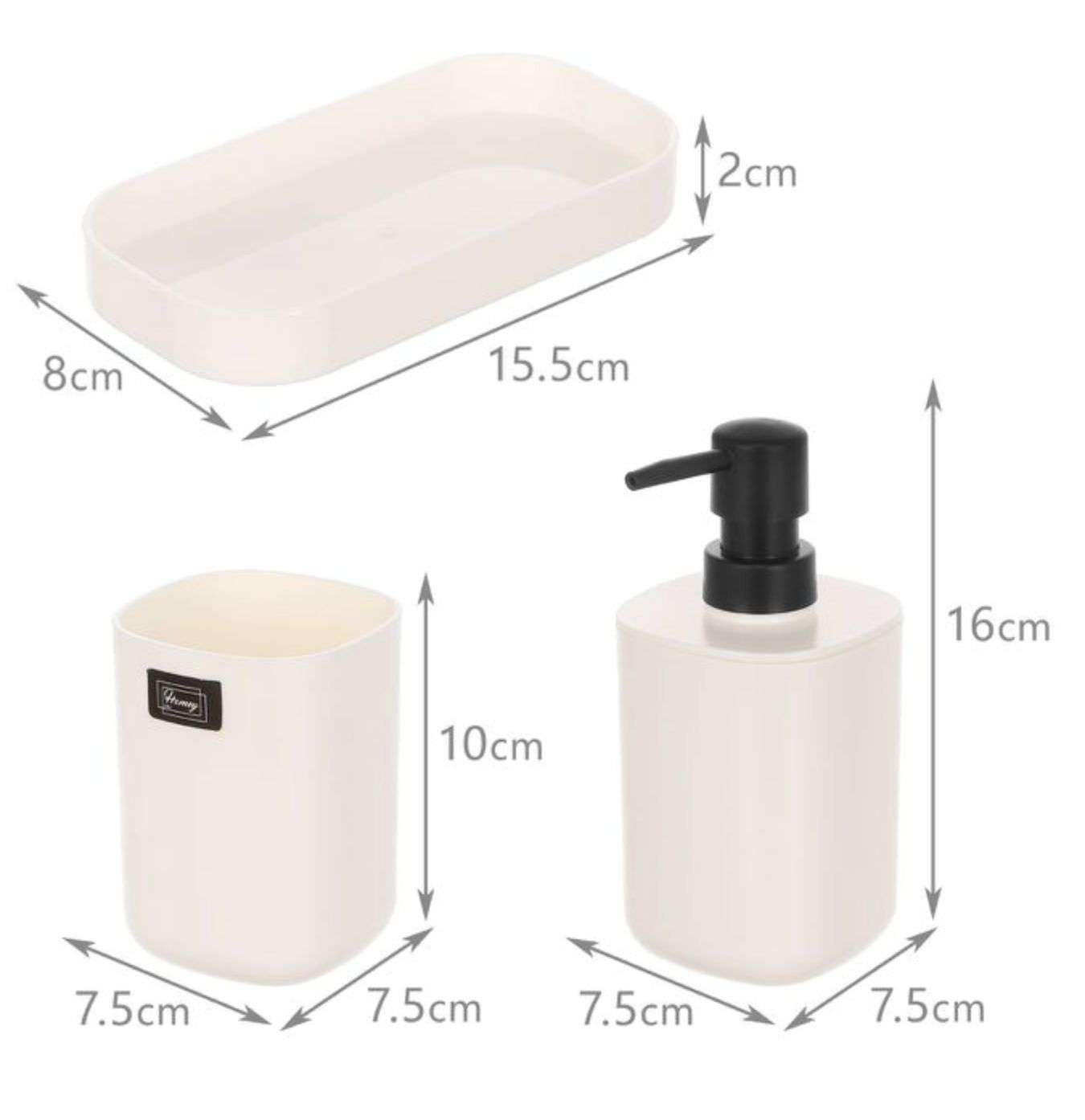 SET JUEGO DE BAÑO 3 PIEZA JABON DISPENSADOR CEPILLO PLASTIC C - 2