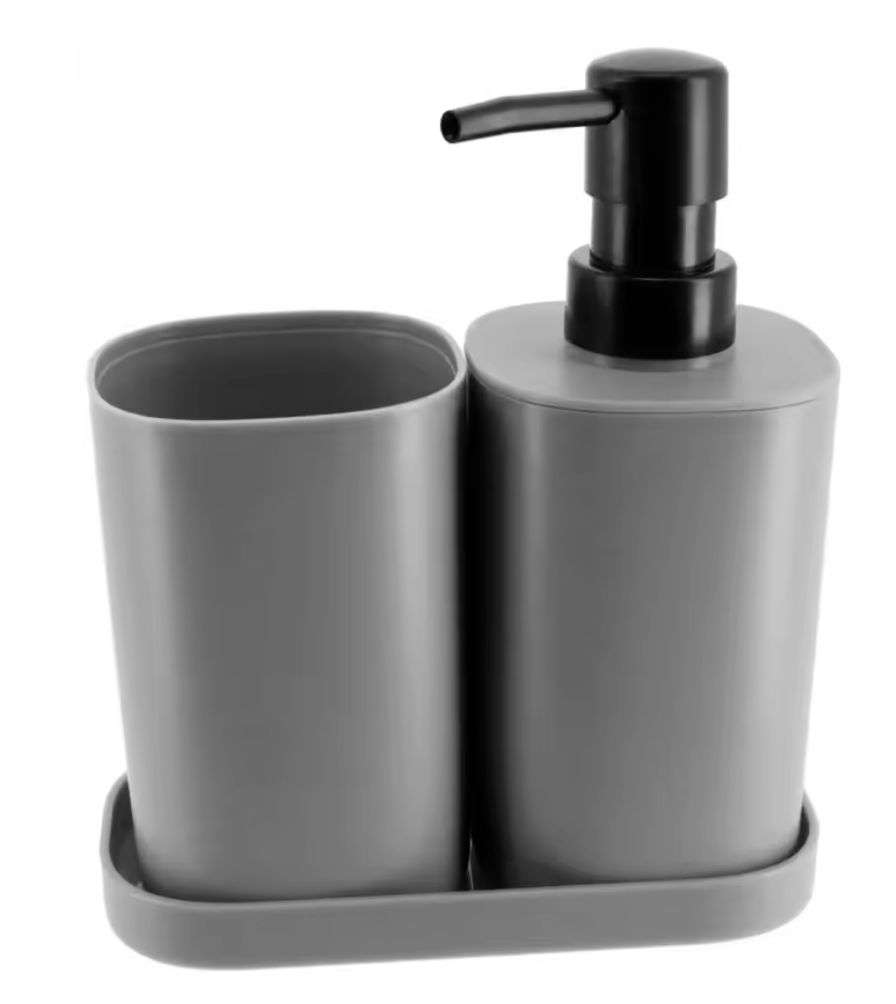SET JUEGO DE BAÑO 3 PIEZA JABON DISPENSADOR CEPILLO PLASTIC G - 1