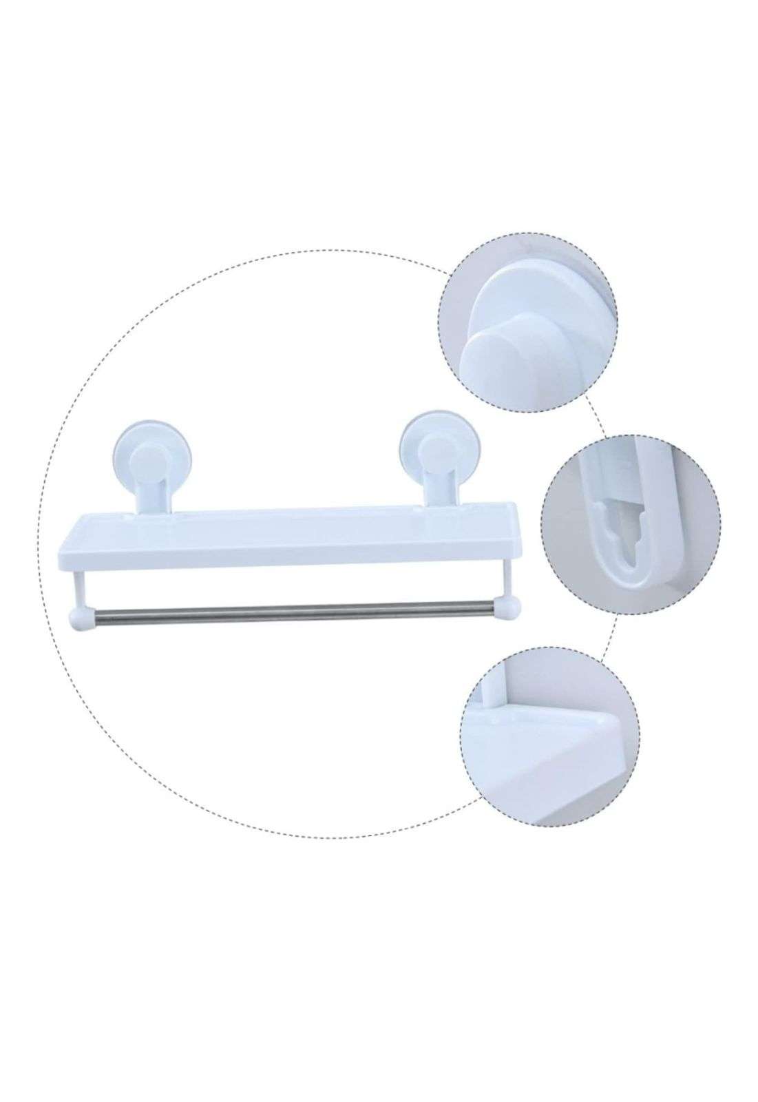 REPISA PARED ORGANIZADOR BAÑO COLGANTE CON COLGADORES 2 BLANCO - 1