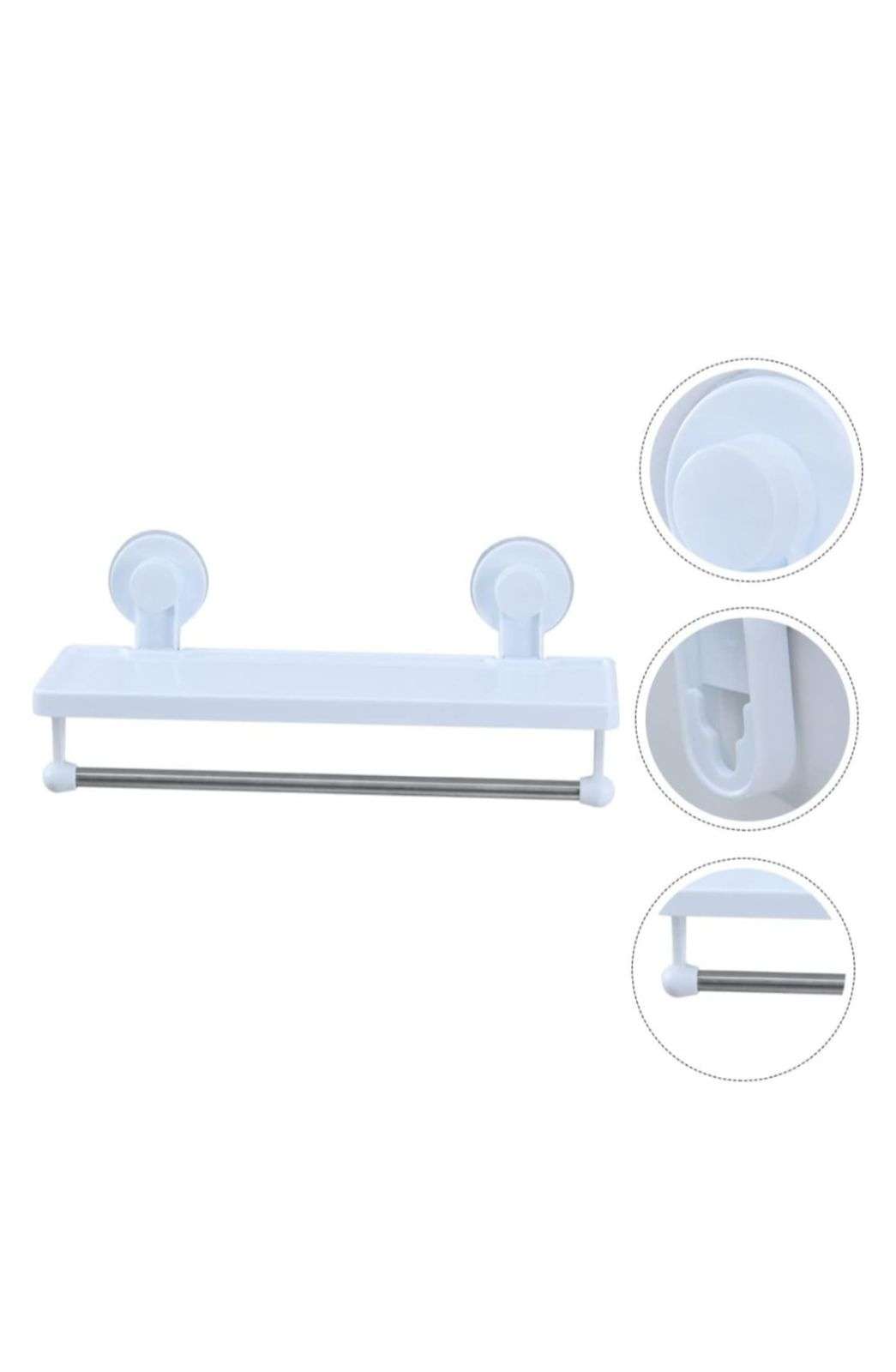 REPISA PARED ORGANIZADOR BAÑO COLGANTE CON COLGADORES 2 BLANCO - 2