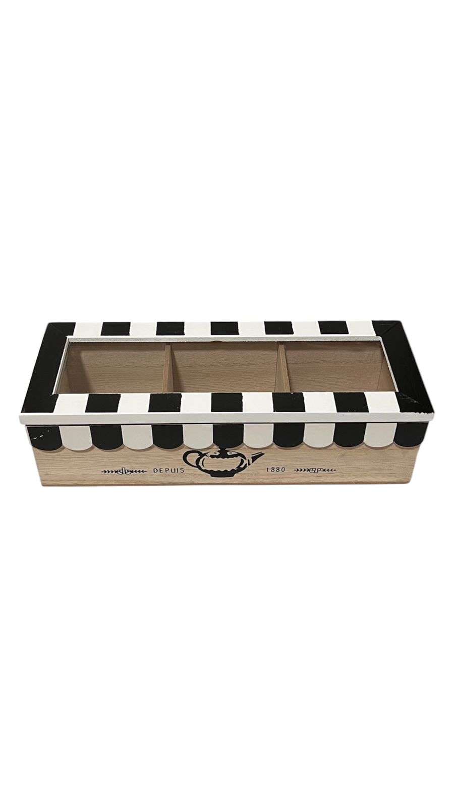 CAJA DE TÉ MEDIANA DE MADERA 3 ESPACIOS HOME SAFE - 1
