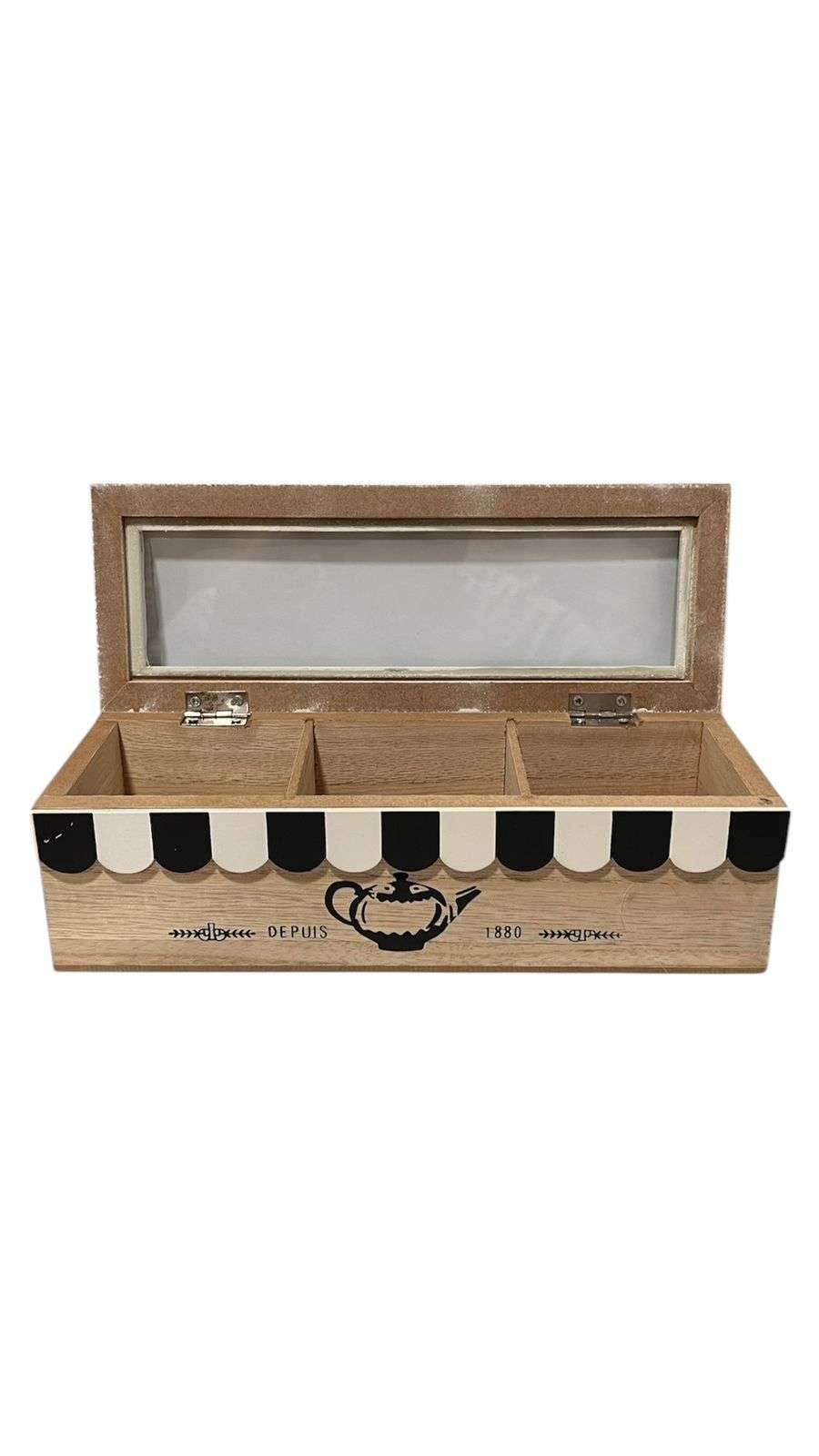 CAJA DE TÉ MEDIANA DE MADERA 3 ESPACIOS HOME SAFE - 2