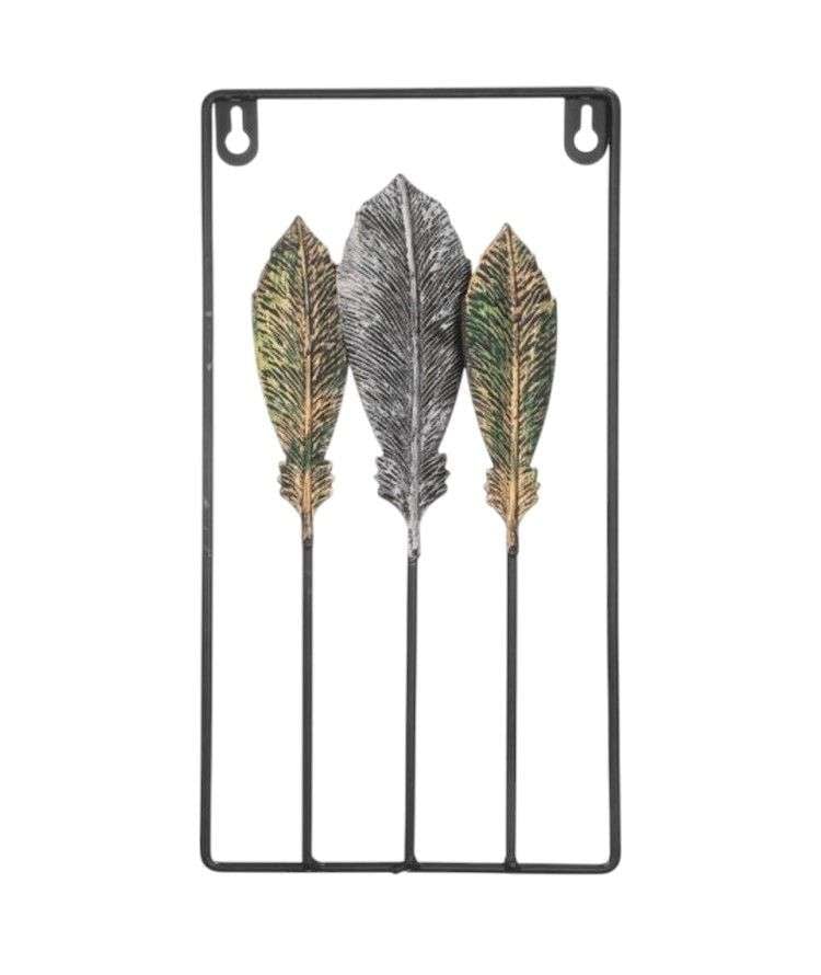 ADORNO DECORATIVO HOJAS CUADRO ESTILO METAL 30X15CM - 1