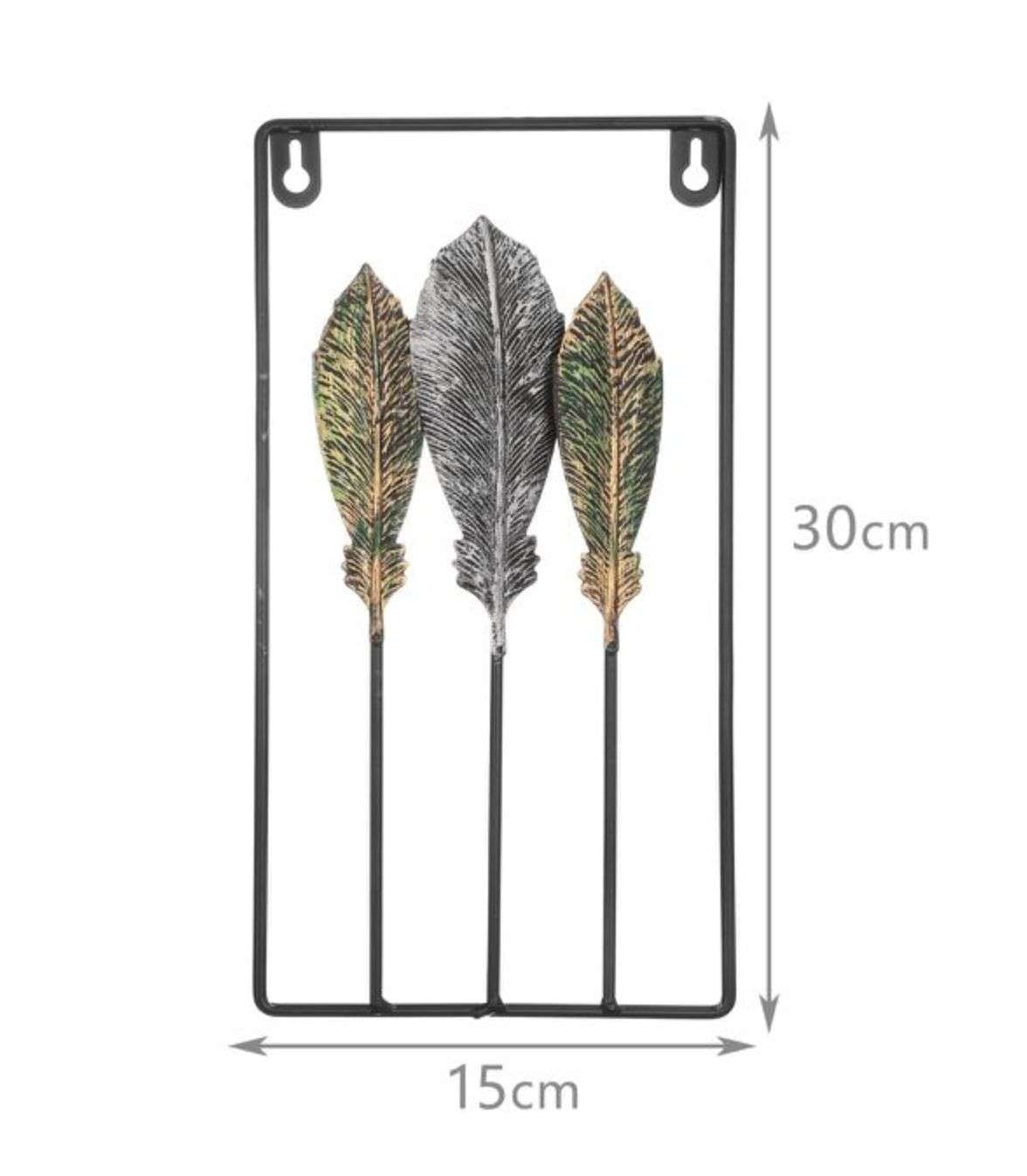 ADORNO DECORATIVO HOJAS CUADRO ESTILO METAL 30X15CM - 2