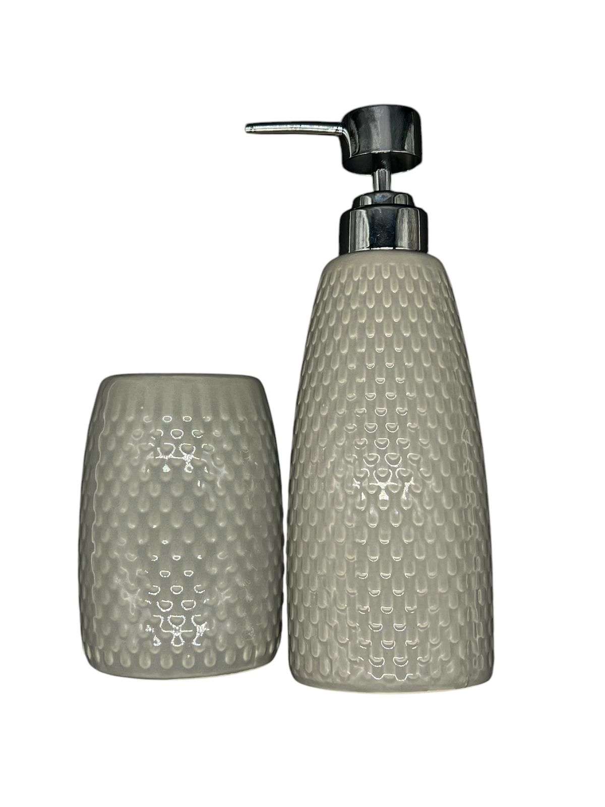 SET DE BAÑO 2 PIEZAS CERAMICA JABON PORTA CEPILLO GB - 1