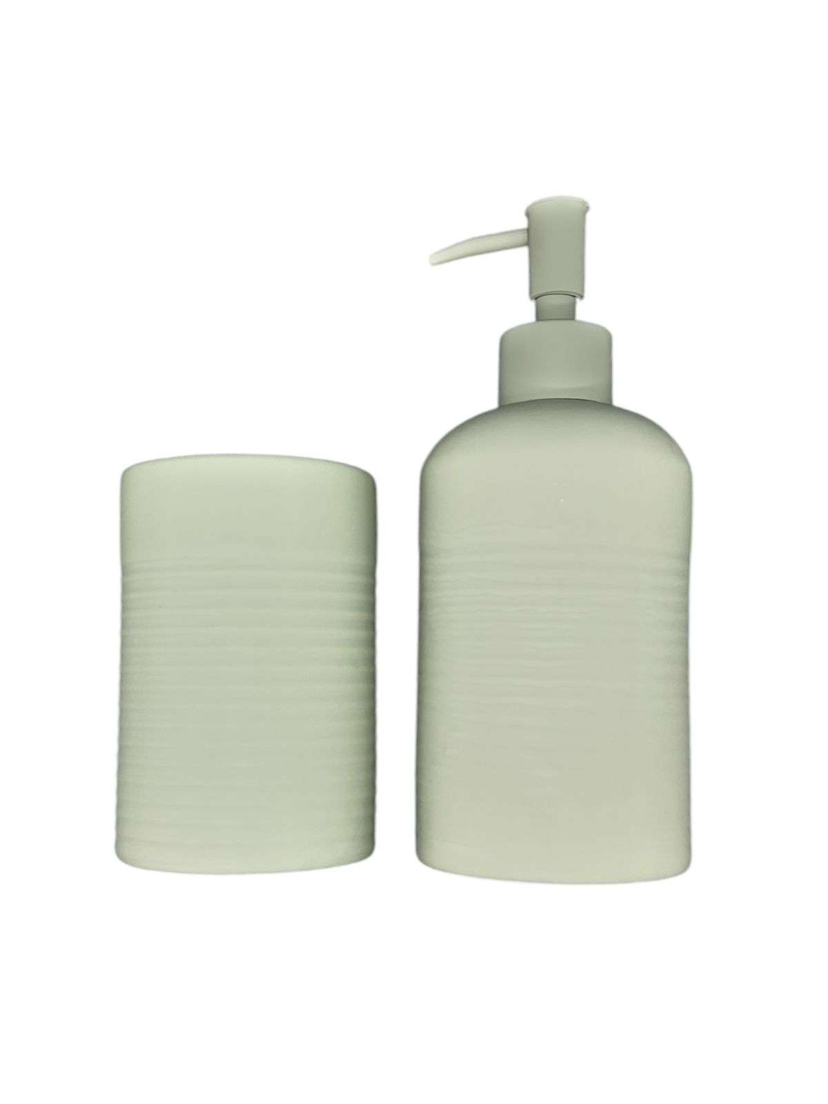 SET DE BAÑO 2 PIEZAS CERAMICA JABON PORTA CEPILLO VD - 2