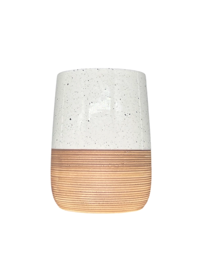 SET DE BAÑO 2 PIEZAS CERAMICA JABON PORTA CEPILLO BICOLOR - 2
