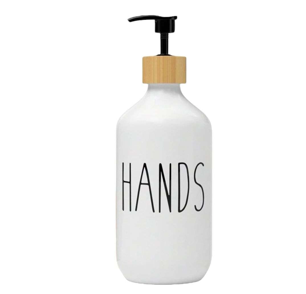 DISPENSADOR JABÓN BAÑO ALCOHOL GEL DECORATIVO HANDS DISHES - 1