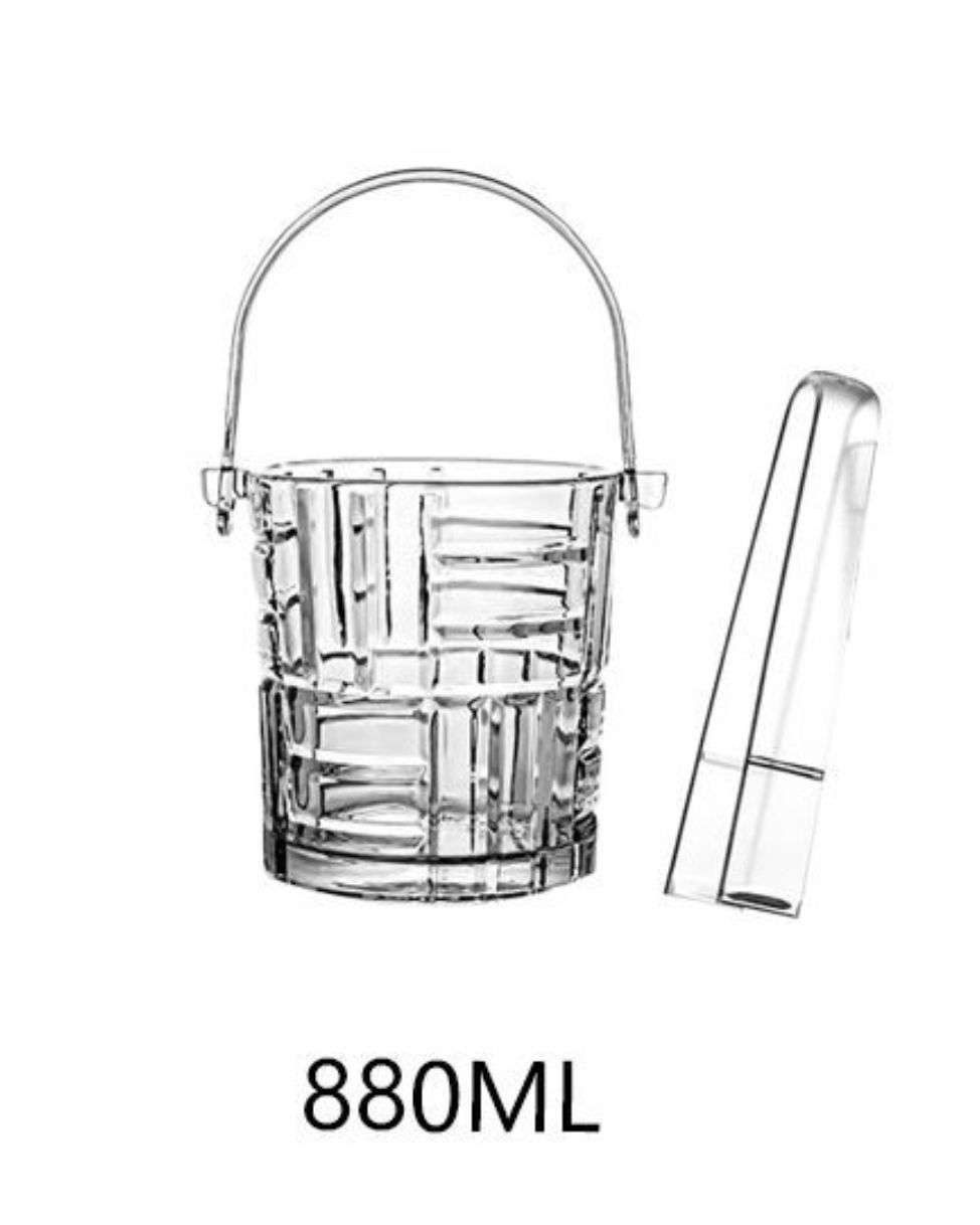HIELERA DE VIDRIO CON PINZAS DISEÑO LINEAS 880ML - 1