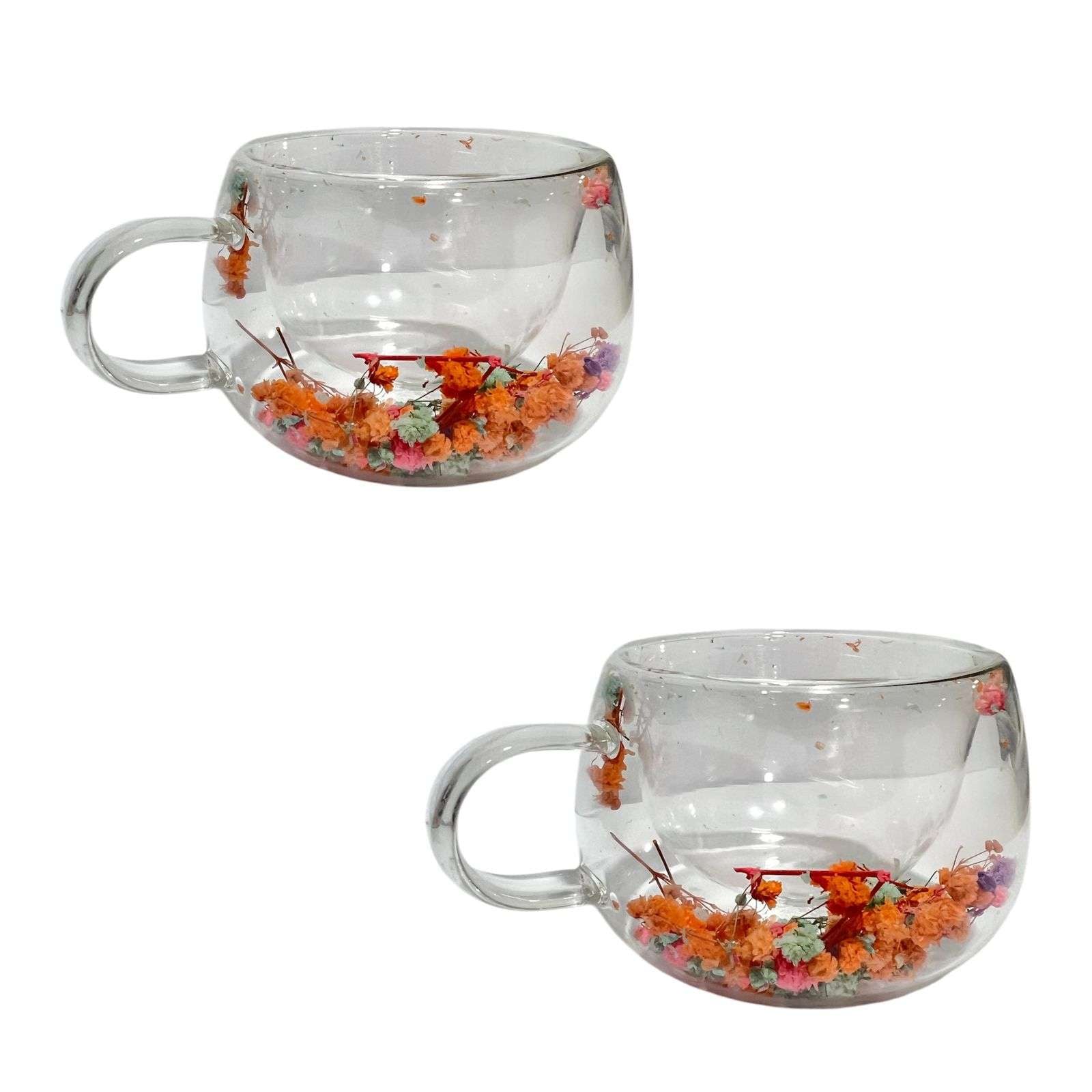 SET 2 TAZA CAFÉ COCINA DISEÑO FLORES INCRUSTADAS 250ML - 1