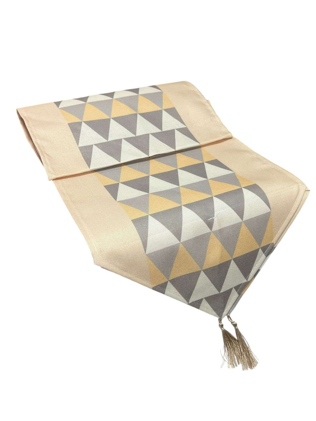 MANTEL CAMINO DE MESA TELA BEIGE DISEÑO 180X38CM - 1