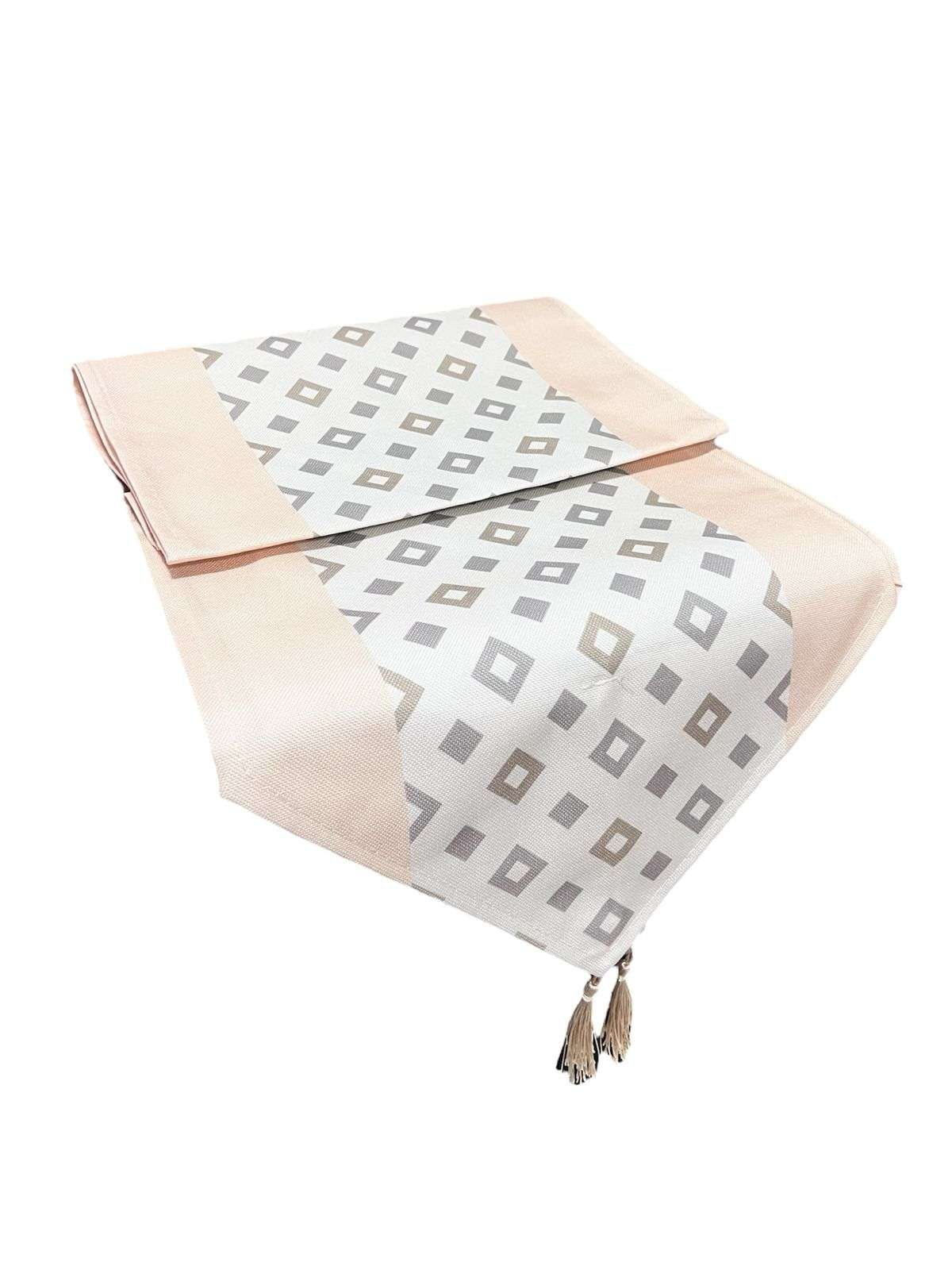 MANTEL CAMINO DE MESA TELA BEIGE DISEÑO 180X38CM - 1