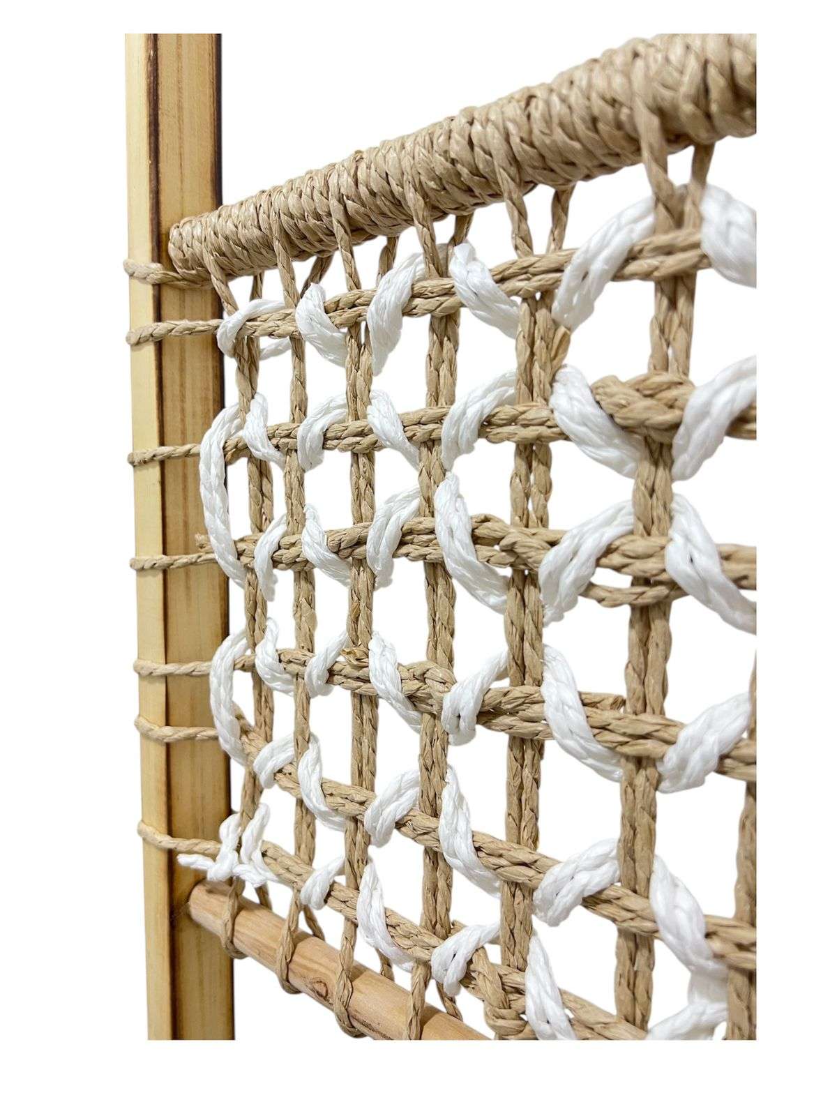 BIOMBO DE MADERA RESISTENTE 3 PANELES TEJIDO CUAD 123X170CM - 2