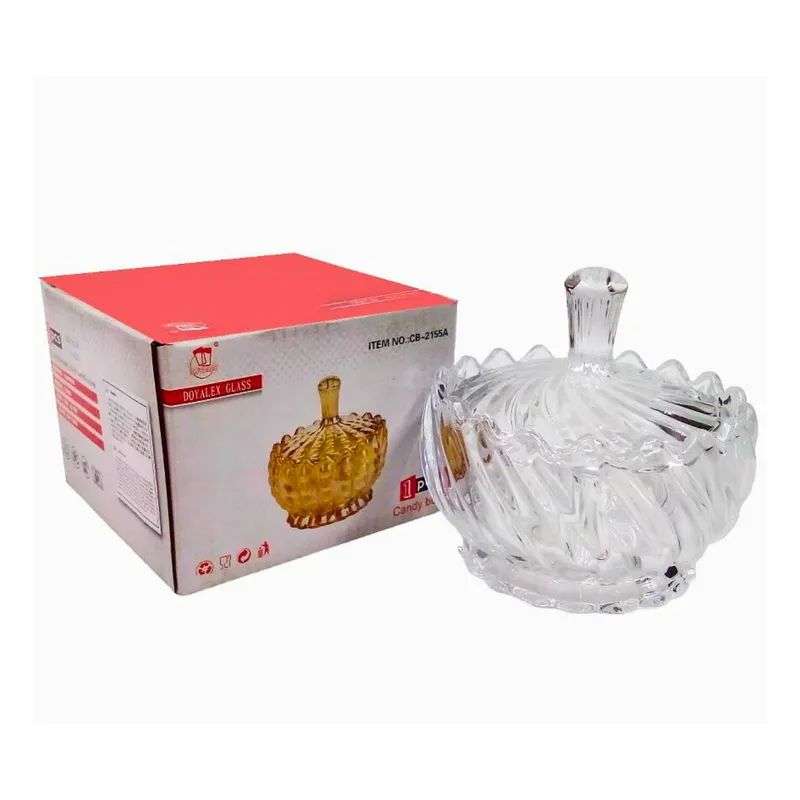 BOMBONERA AZUCARERO CARAMELERA DECORATIVA DE VIDRIO 8X9CM - 2
