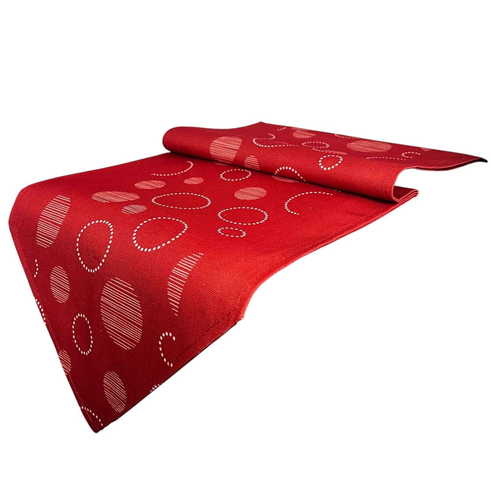 MANTEL CAMINO DE MESA CON DISEÑO EN MEDIO EN COLOR ROJO 180X30CM - 1