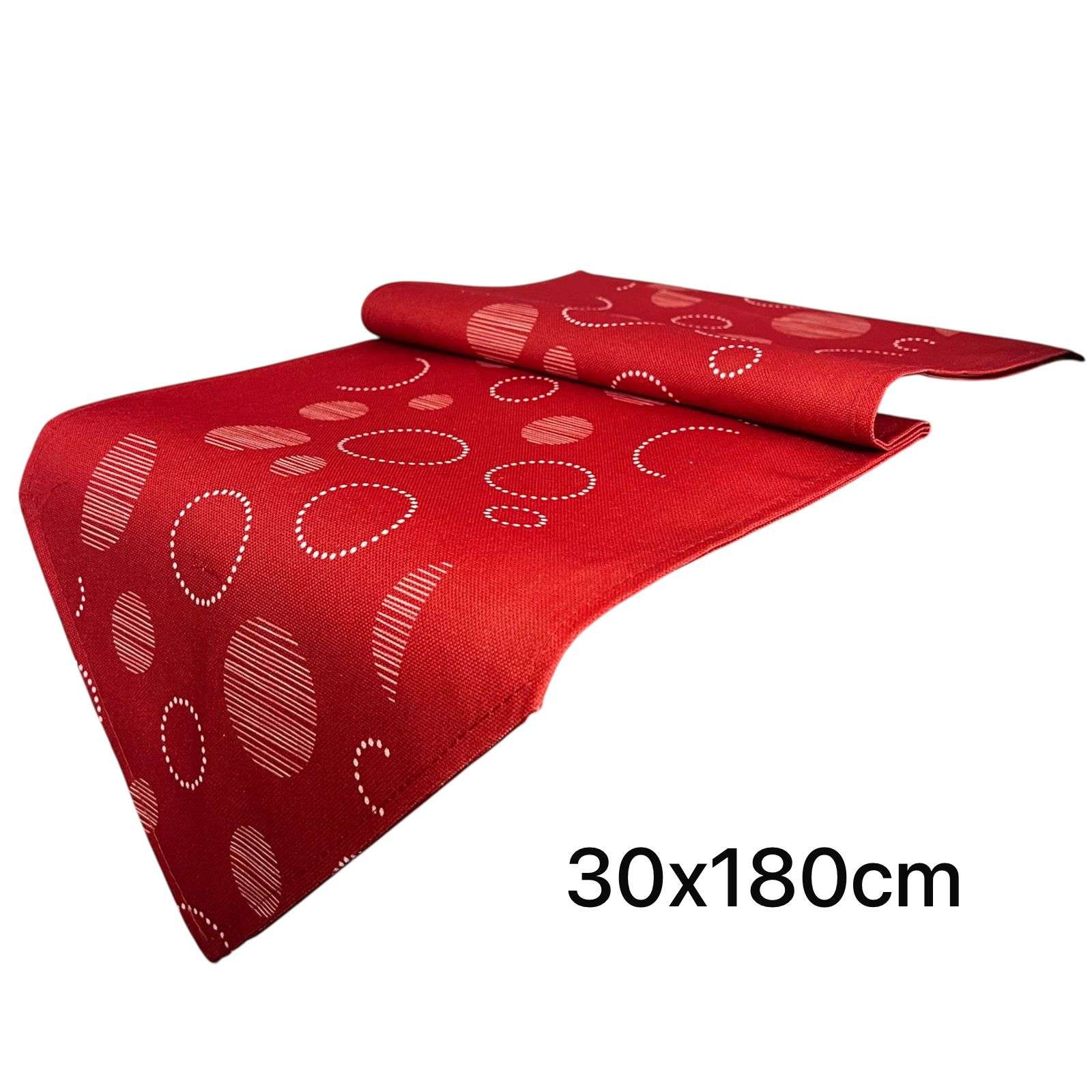 MANTEL CAMINO DE MESA CON DISEÑO EN MEDIO EN COLOR ROJO 180X30CM - 2