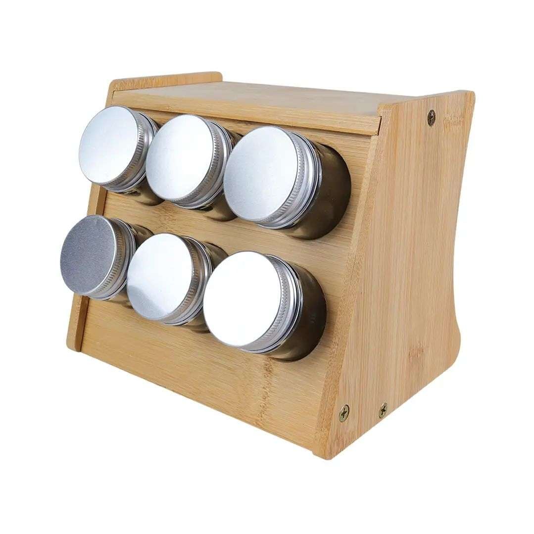 ESPECIERO MODULAR MADERA CONDIMENTOS DE COCINA 6 FRASCOS - 1