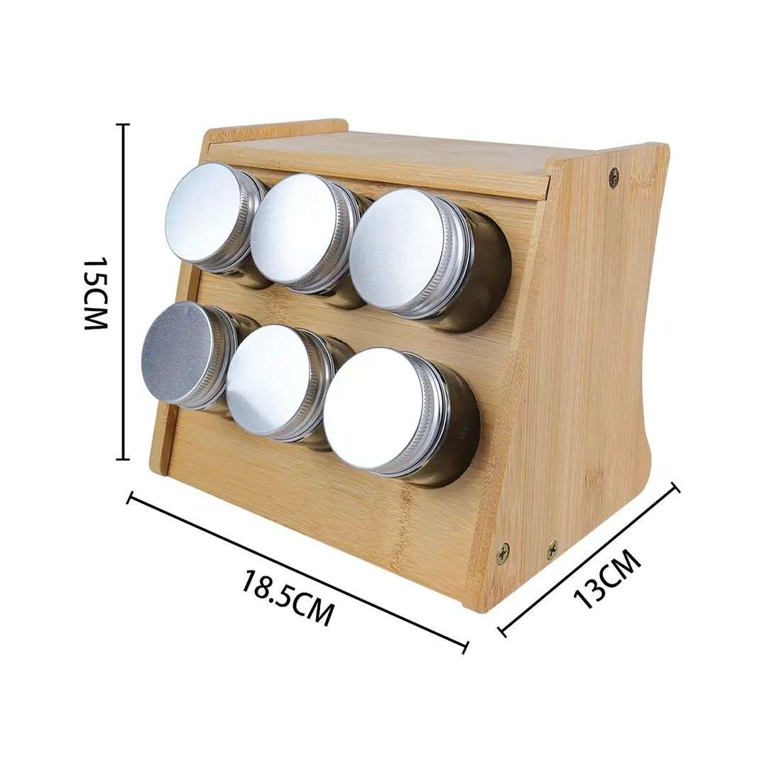 ESPECIERO MODULAR MADERA CONDIMENTOS DE COCINA 6 FRASCOS - 2