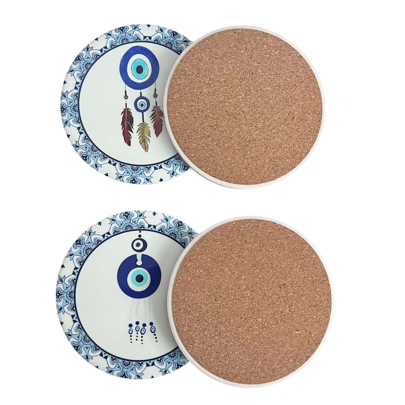 SET 4 POSAVASOS CERAMICA Y CORCHO 4 PIEZAS ATRAPASUEÑO - 2