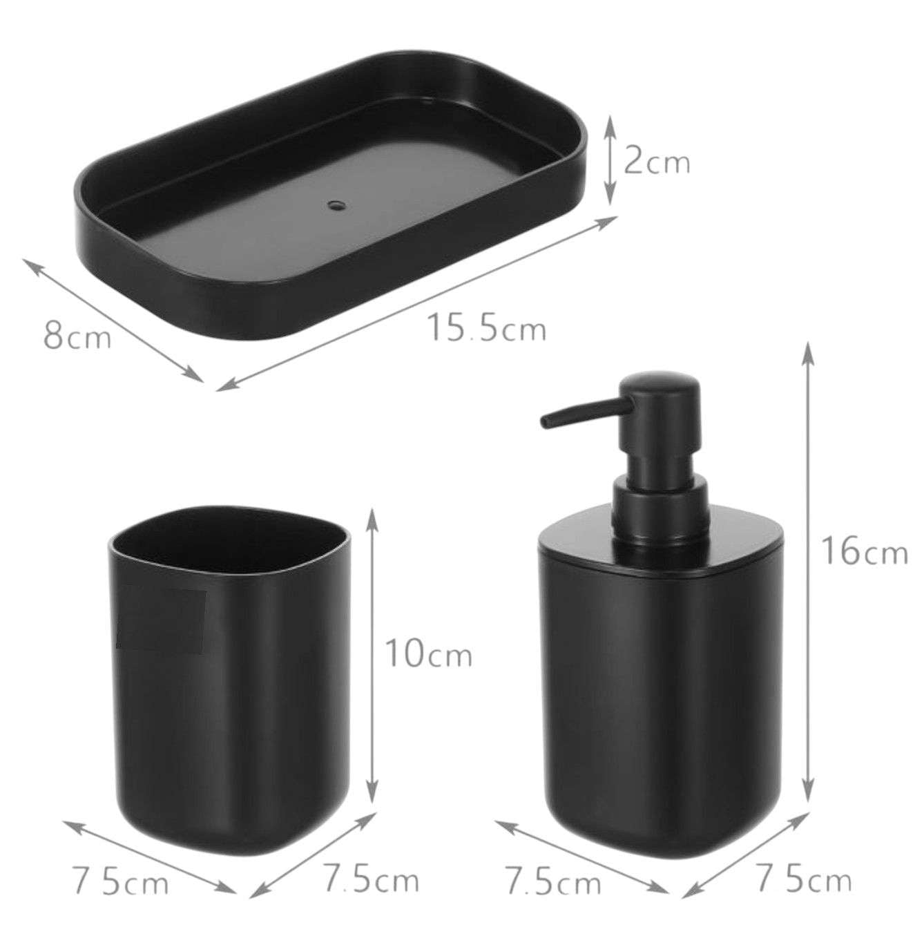 SET JUEGO DE BAÑO 3 PIEZA JABON DISPENSADOR CEPILLO PLASTIC - 2