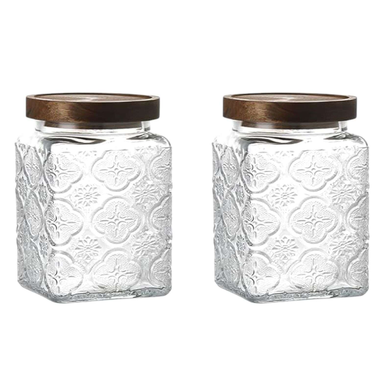 SET 2 FRASCO DE VIDRIO TARRO COCINA CARAMELERO BOMBONERO CU - 1