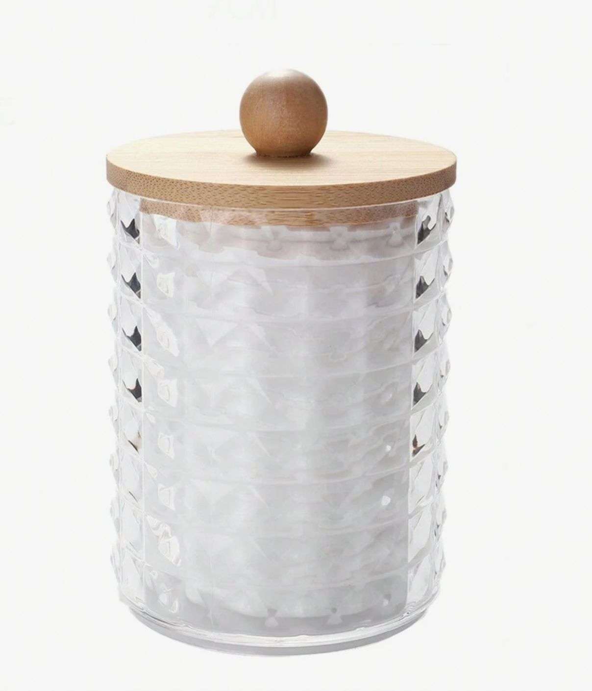 CAJA DE HISOPO ALGODON BOMBONERA DECORACION VIDRIO CRISTAL - 1