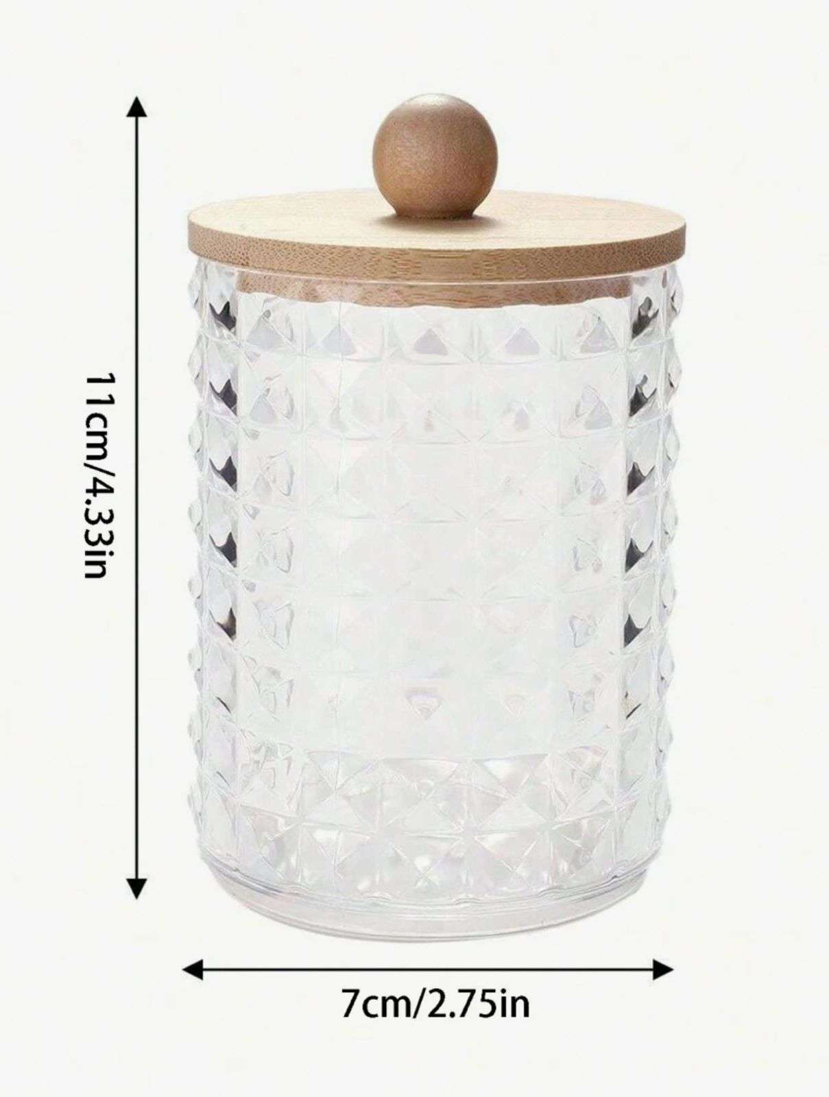 CAJA DE HISOPO ALGODON BOMBONERA DECORACION VIDRIO CRISTAL - 2