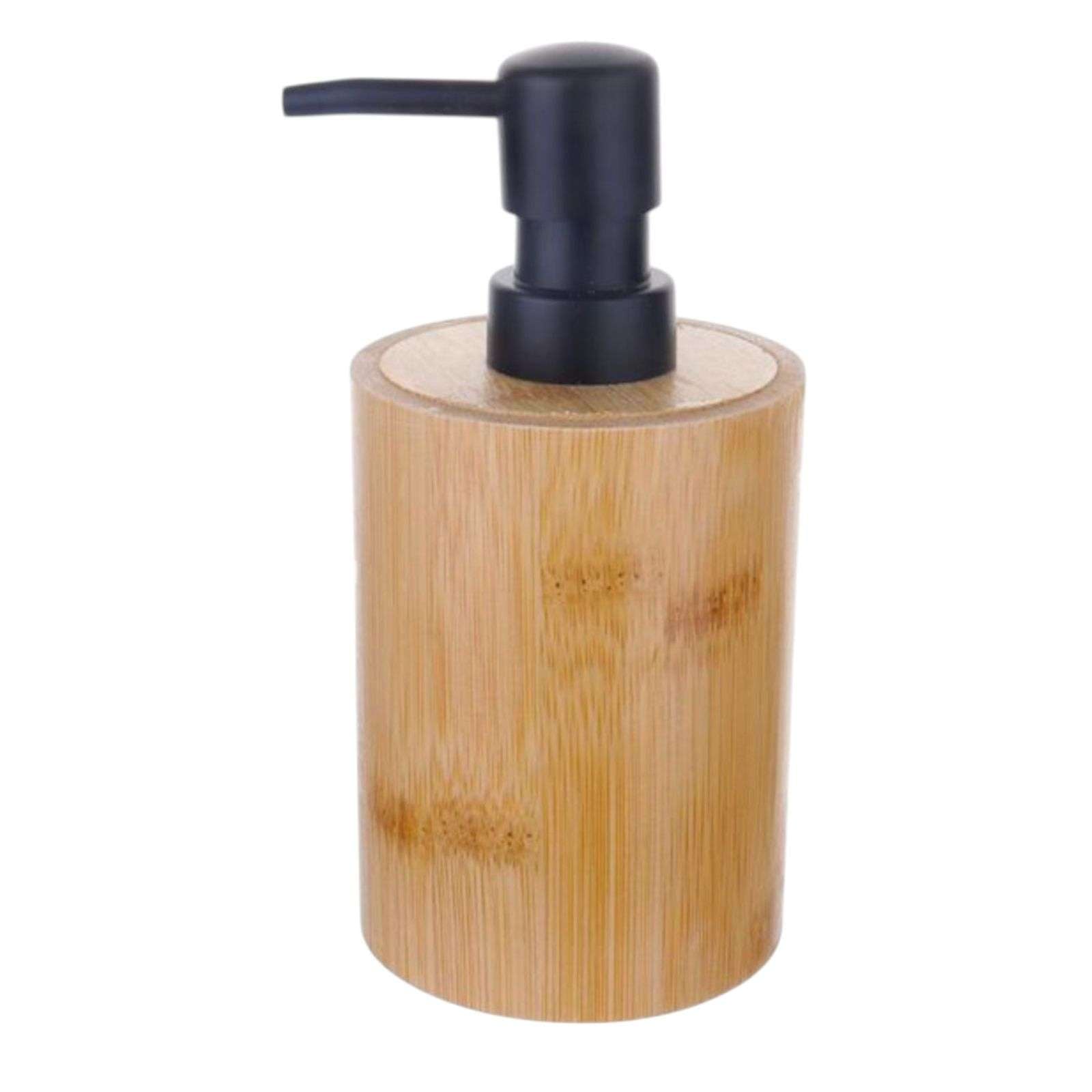 DISPENSADOR JABON ALCOHOL GEL MADERA REDONDO 400ML - 1