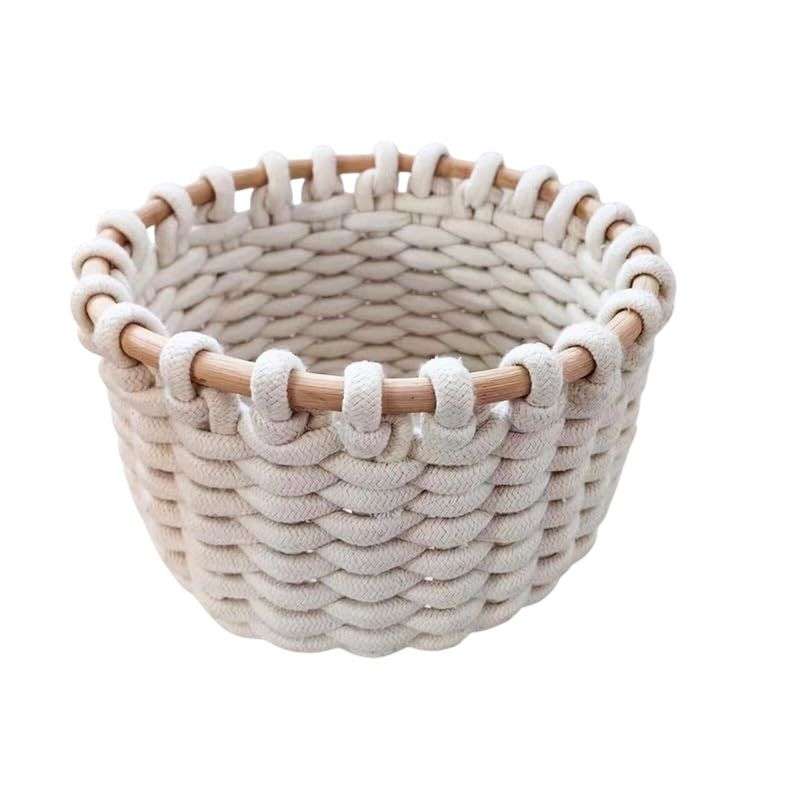 MACETERO CESTO CANASTO CESTA TEJIDA BLANCA FLEXIBLE - 1